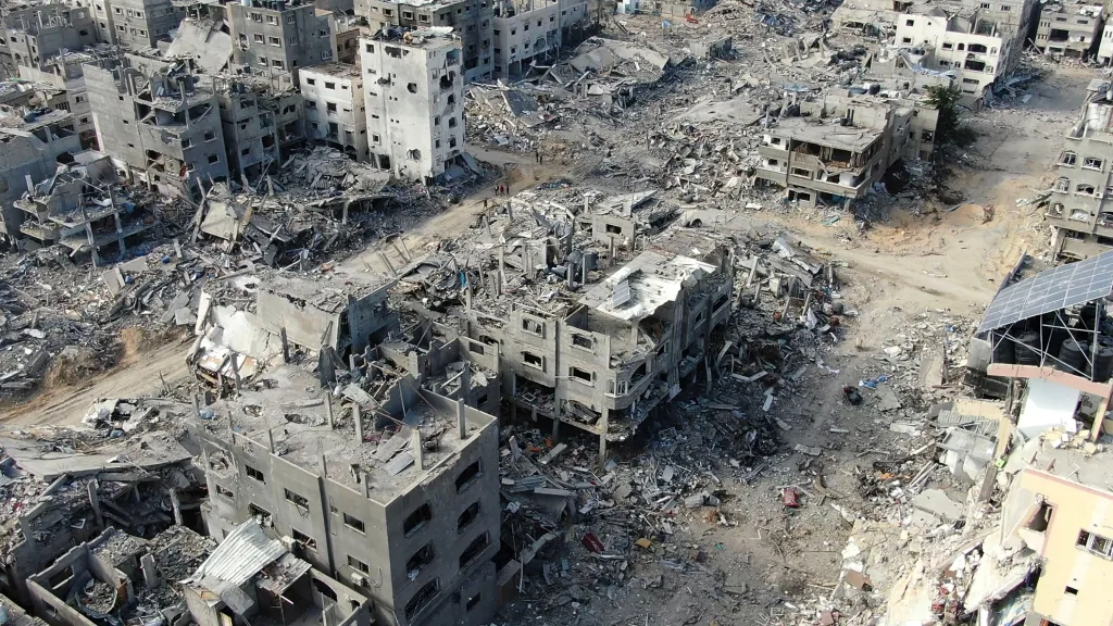 A baby step progress in US talks with Hamas 1 gaza aerial footage destroyed building beit lahia 26 dec 2023 afp - C J Global Newspaper